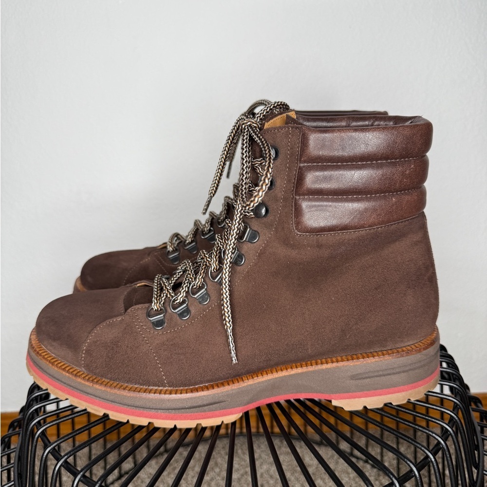 M. Gemi Brown Suede Lace Up Ankle Boots Rubber Wedge Sole Women’s Size 10
